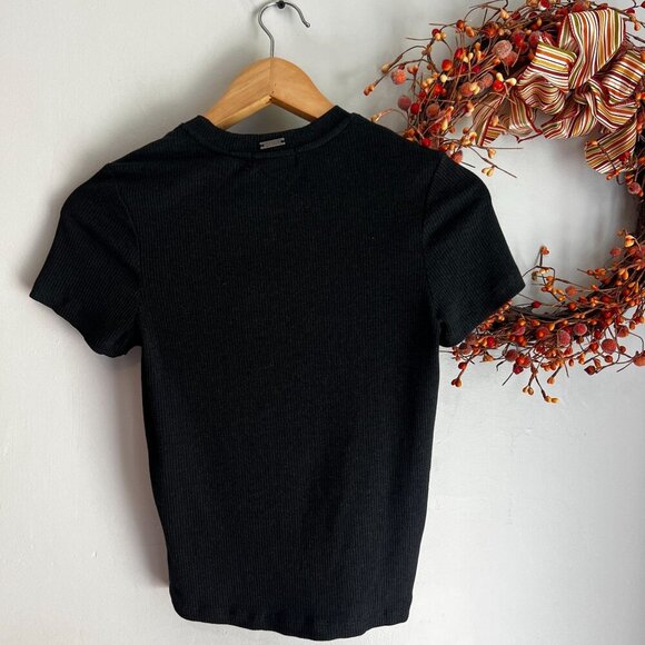 prAna Womens Short Sleeve Rib Knit Shirt Top XTRA-SMALL XS in Black Modal - Picture 5 of 8